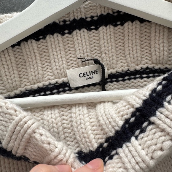 Celine Black and White Striped Cropped Sweater - Picture 8 of 9